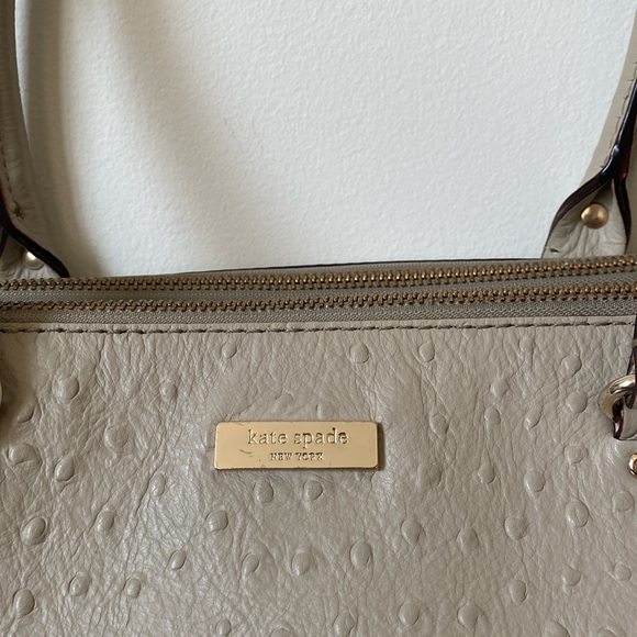 Kate Spade Bristol Drive Loden Embossed Ostrich Soft Taupe Leather Bag - Picture 2 of 16